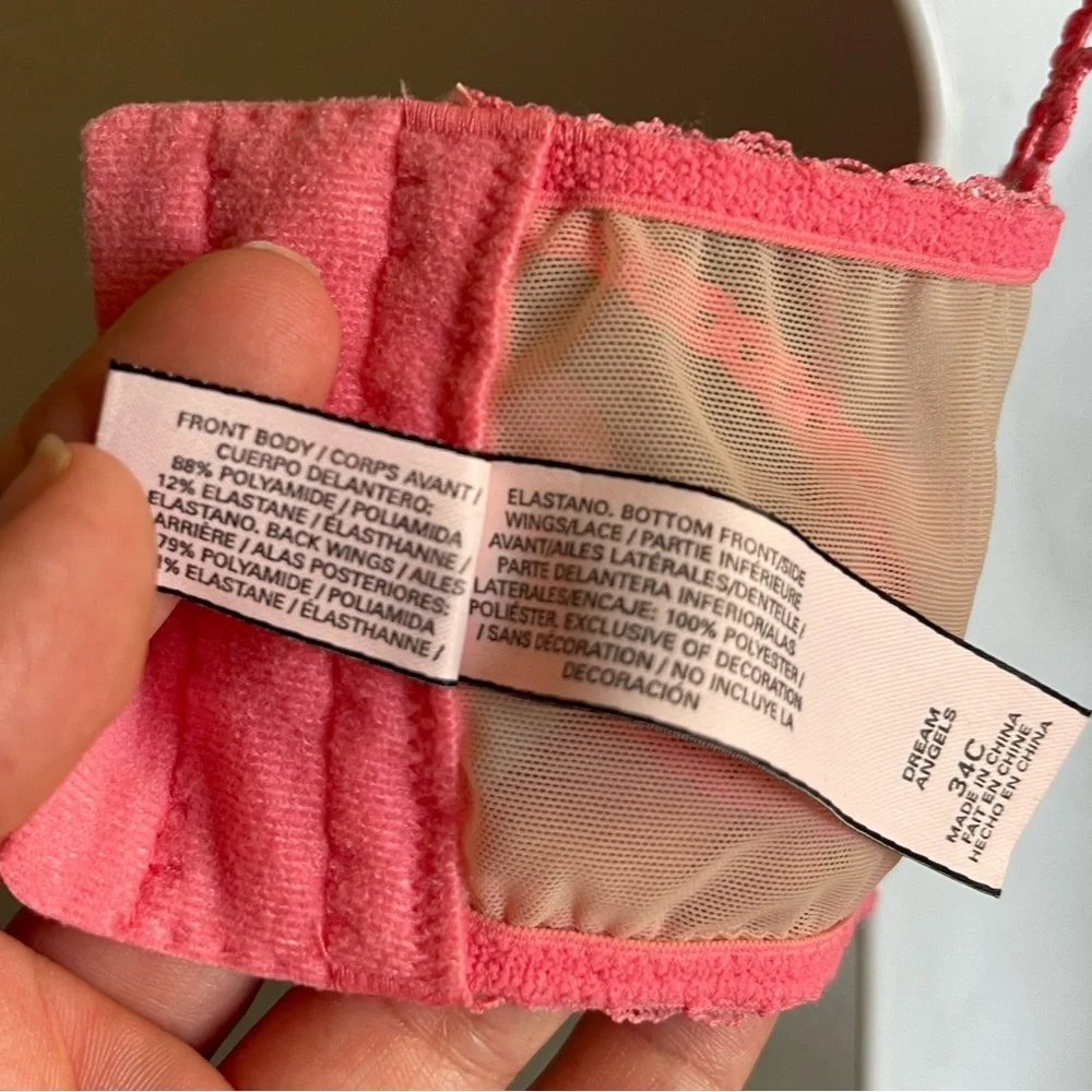 Victoria's Secret Sheer Nude Mesh Bralette with Coral Pink Lace